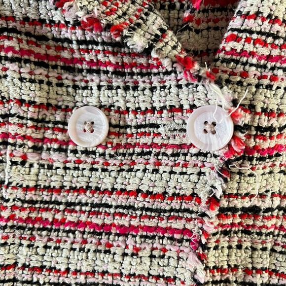 Rebecca Taylor Striped Tweed Double Breasted Blazer Jacket Wmns 10 Career Office - Picture 4 of 14